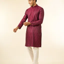 diwas by manyavar Men Self Design Jacquard Straight Kurta image 5