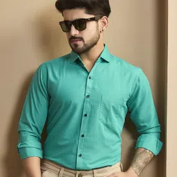 stoneberg Men Slim Fit Solid Spread Collar Formal Shirt-picture-13