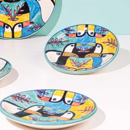 amalfiee Penguin 10.5 Inch Multicolour Ceramic (Set of 2) Dinner Plate image 2