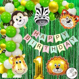 giftzadda Printed 1st Birthday Jungle Safari Animal Balloon Arch Garland Kit 53 Pcs Balloon-picture-13