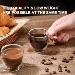tinsuhg Double Wall Glass Coffee 250ml | Premium Borosilicate Glass Cup Glass Coffee Mug image 4