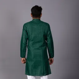 cellux Men Striped Cotton Blend Straight Kurta image 2