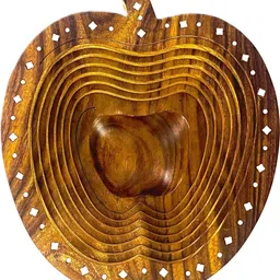 akinakrafts Wooden Apple Shape Basket Wooden Fruit & Vegetable Basket image 4