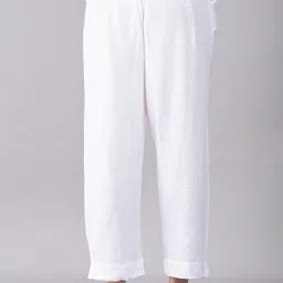 aj fashion hub Women Regular Fit White, Black Cotton Blend Trousers image 2