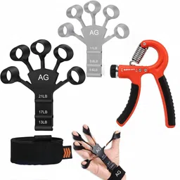a g enterprises 5−100kg Adjustable Hand Gripper with Counter + Finger Exerciser Combo Hand Grip/Fitness Grip image 1