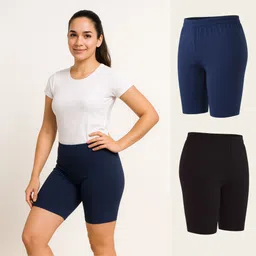 varsa naughty boy Pack of 3 Solid Women Black, Dark Blue Cycling Shorts, Gym Shorts-picture-11