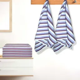 athom living Violet Cotton Striped 220 GSM Bath Towels 6 Pc-picture-13