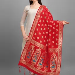 rishva Art Silk Woven Black Women Dupatta image 1