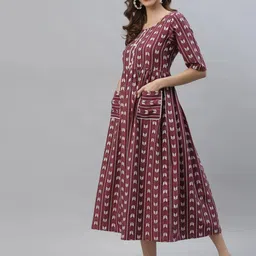dizon Women Woven Design Khadi Cotton Flared Kurta image 4