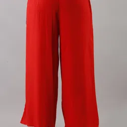 kanchuk Women Flared Red Viscose Rayon Trousers image 3