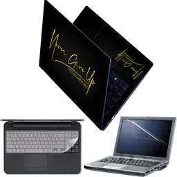 FineArts Full Body Laptop Skin with Screen Guard and Key Guard - Never Give Up on Black Combo Set-image-12