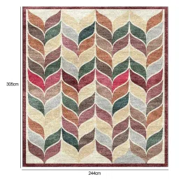 the weaver Beige Abstract Wool 4 ft x 6 ft Hand Tufted Carpet image 2