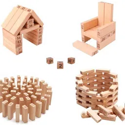 enorme Jenga 48PcWooden Blocks with Numbers and 4 Dices Building Stacking Balancing Toy image 4