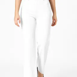 bb collection Women Straight Fit White Lycra Blend Trousers-picture-40