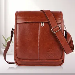 bellira Tan Men Sling Bag PU Synthetic Leather Men's Sling Bag Cross Body Travel Office Business messenger-picture-28