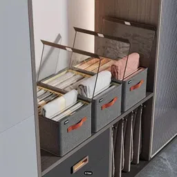 gigmart Polyester 26L Foldable Storage Box with Handle Rectangle Wardrobe Storage Baskets Storage Basket image 2