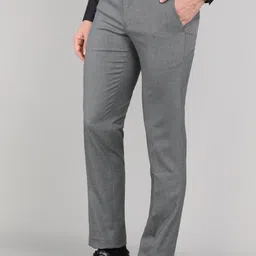 van heusen Men Slim Fit Grey Polyester Trousers image 3