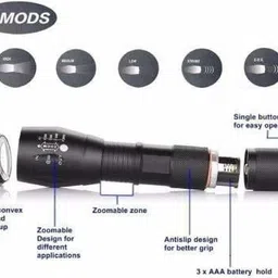 seahaven Flashlight LED Tactical Flashlight Best XML T6 Water Resistance 5 Modes Adjustable Focus 8 hrs Torch Emergency Light image 2