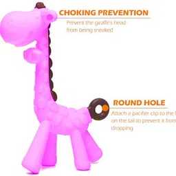 jingle kids Baby Giraffe Teether Toy BPA-Free Silicone Textured Infant Teething Tooth Gum Relief Cute Chewing Toys Non-Toxic Flexible Teething Toy Soother Pacifier For Baby Boys, Girls, Babies, Toddlers, Newborns Teether and Feeder image 4