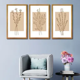 999store Golden Leaves Canvas With Golden Frame Art Panel-picture-22