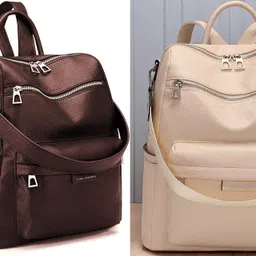 spinsell Medium 24 L Backpack Leather Backpack Purse for Women and Girls Convertible Travel Vintage-picture-25
