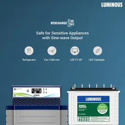 luminous Optimus 1250 12V with 1 Units of RC18054TT Tubular Inverter Battery image 3