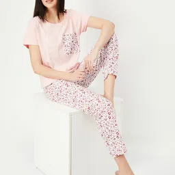 max Women Night Suit Set Pink Printed image 3