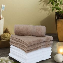 BIANCA Brown & White Set of 8 Solid 500 GSM Cotton Face Towels-picture-11