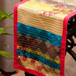 zeba Abstract Print (12x84) Multicolor Velvet Table Runner image 1