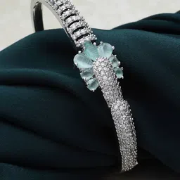 ZENEME Rhodium-Plated American Diamond Brass Kada Bracelet image 1