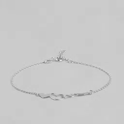 Carlton London 925 Sterling Silver Rhodium Plated Heart Duo Bracelet, Adjustable image 3