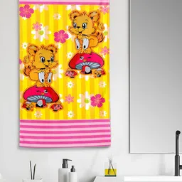 Aura Yellow & Pink Printed Cotton 300 GSM Bath Towel-picture-15