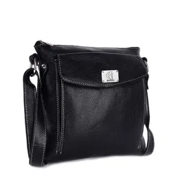 HiLEDER Women Black Leather Structured Satchel Bag image 2