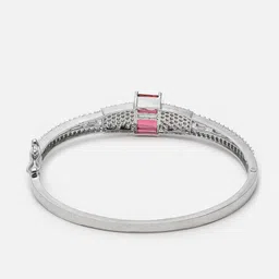 ZENEME Rhodium-Plated American Diamond Bangle-Style Bracelet image 3