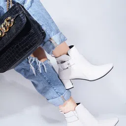 SHUZ TOUCH Women Buckle Detail Block Heeled Mid-Top Chunky Boots-picture-14