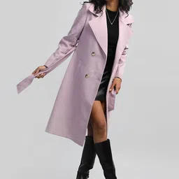 HONNETE Notched Lapel Collar Trench Coat image 1