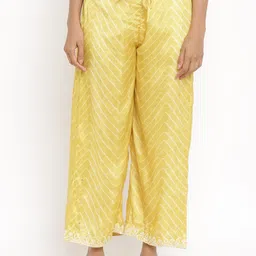 W The Folksong Collection Women Yellow Printed Trousers-image-97