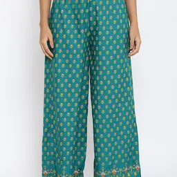 W Women Green Floral Printed Trousers-picture-32