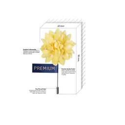 PELUCHE Men Yellow & White Floral Adorned with Spots Brooch Lapel Pin image 5