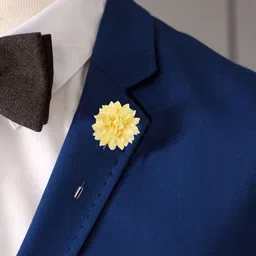 PELUCHE Men Yellow & White Floral Adorned with Spots Brooch Lapel Pin image 4