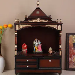 Sacred Space Large Floor Rested Pooja Mandir Without Door (Brown Gold)-image-75