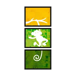 999store Flying Monkey Multicolour Canvas (Pack of 3) Kids Wall Art image 2