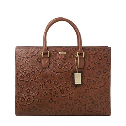 Hidesign Brown Self Design Leather Handheld Bag-picture-21