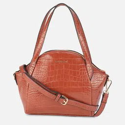 Allen Solly Maroon Textured PU Structured Handheld Bag-picture-40