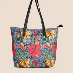 DressBerry Pink & Blue Floral Printed Oversized Shopper Tote Bag-image-51
