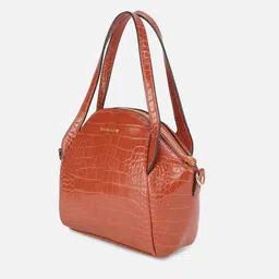 Allen Solly Maroon Textured PU Structured Handheld Bag image 4