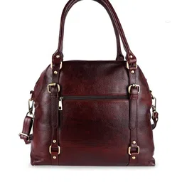 HiLEDER Brown Leather Structured Handheld Bag image 3