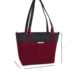 GIORDANO Red Colourblocked PU Structured Handheld Bag image 4