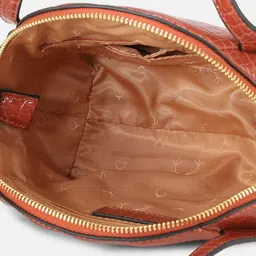 Allen Solly Maroon Textured PU Structured Handheld Bag image 2