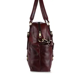 HiLEDER Brown Leather Structured Handheld Bag image 5